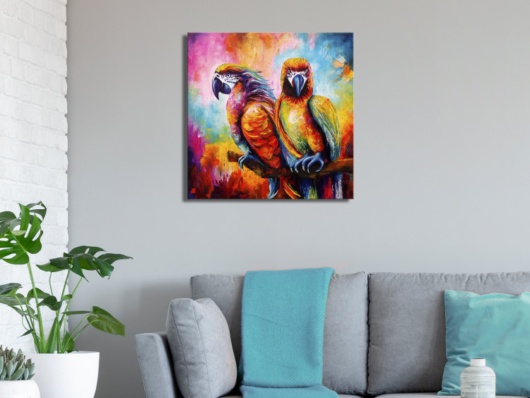 Canvas Colourful Parrots (1 Part) Square 127026 additionalImage 3