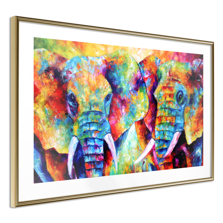 Wall Poster Elephant Pair - abstract animals on a colorful background in a watercolor style 127326 additionalImage 11
