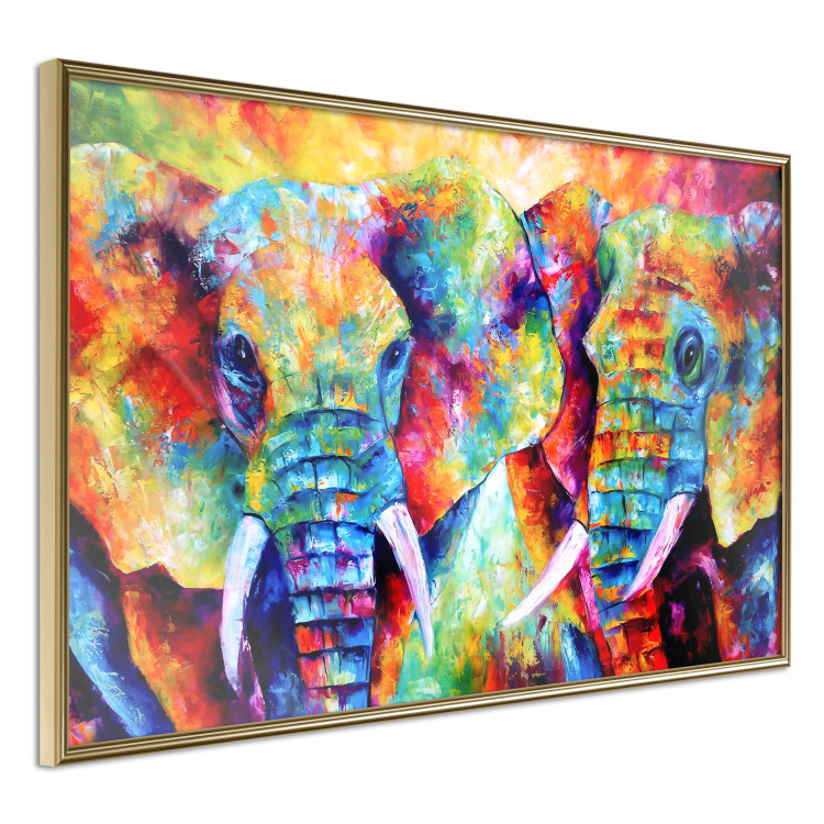 Wall Poster Elephant Pair - abstract animals on a colorful background in a watercolor style 127326 additionalImage 3