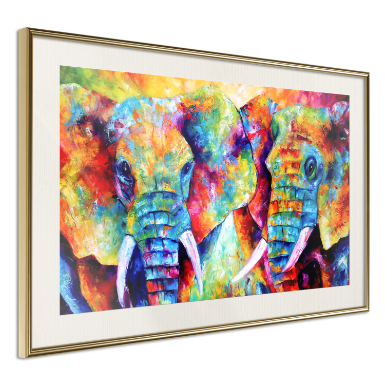 Wall Poster Elephant Pair - abstract animals on a colorful background in a watercolor style 127326 additionalImage 13