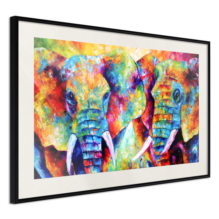 Wall Poster Elephant Pair - abstract animals on a colorful background in a watercolor style 127326 additionalImage 14