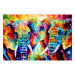 Wall Poster Elephant Pair - abstract animals on a colorful background in a watercolor style 127326