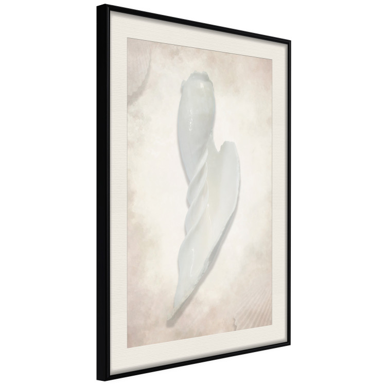 Poster Another Tide - maritime composition of a white seashell on a sand background 127526 additionalImage 2