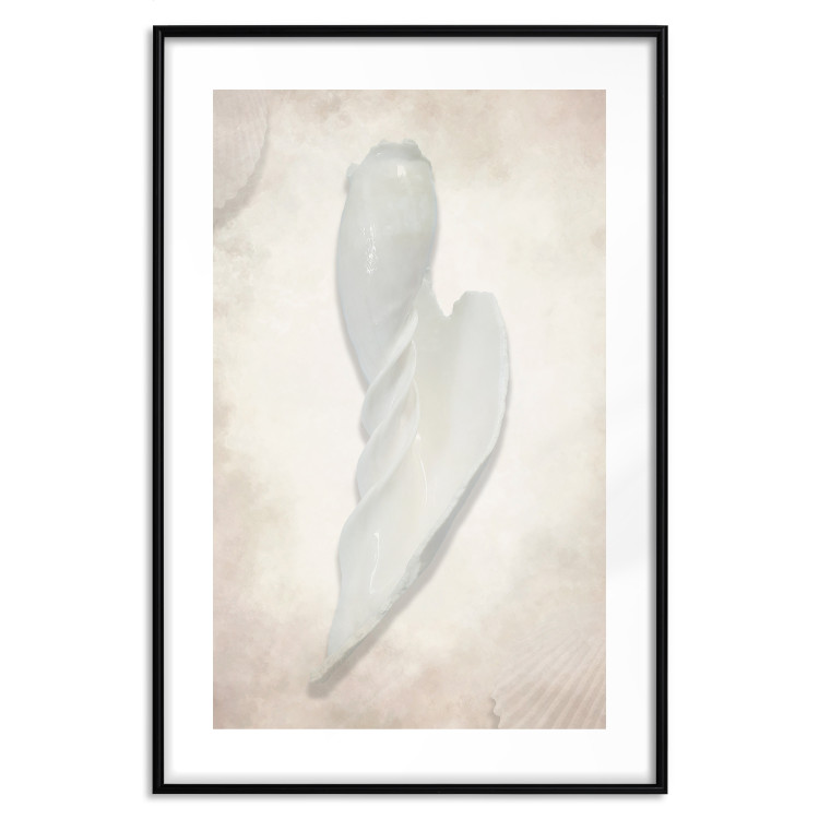 Poster Another Tide - maritime composition of a white seashell on a sand background 127526 additionalImage 19