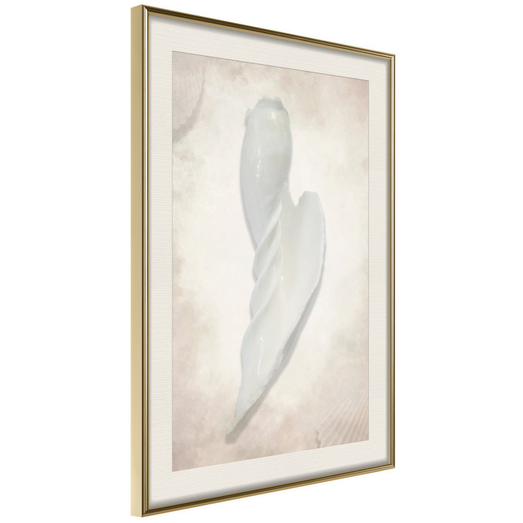 Poster Another Tide - maritime composition of a white seashell on a sand background 127526 additionalImage 3