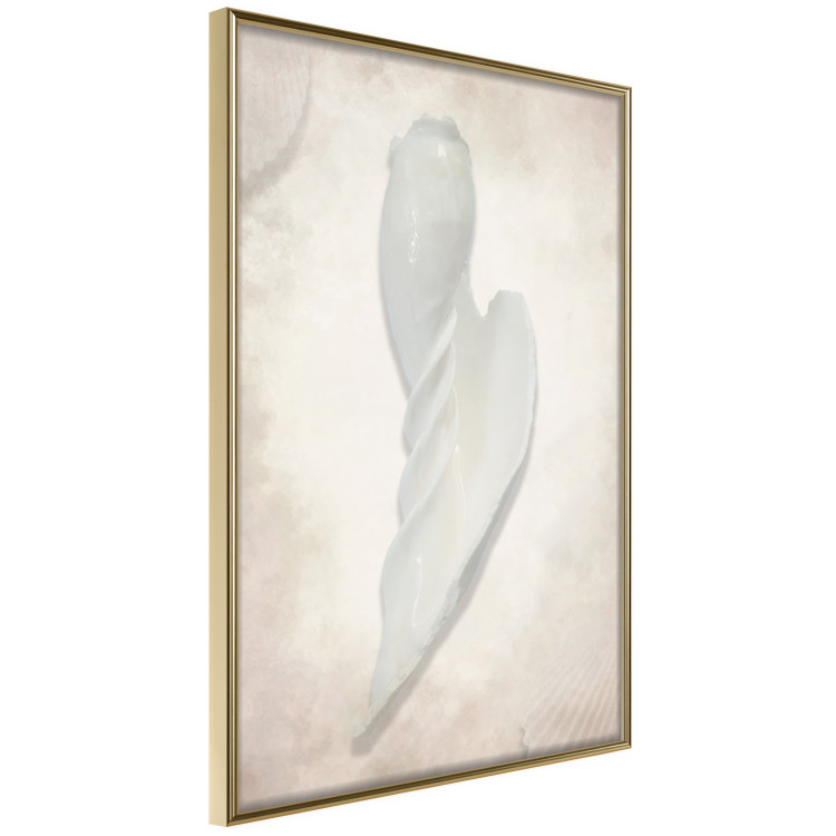 Poster Another Tide - maritime composition of a white seashell on a sand background 127526 additionalImage 12