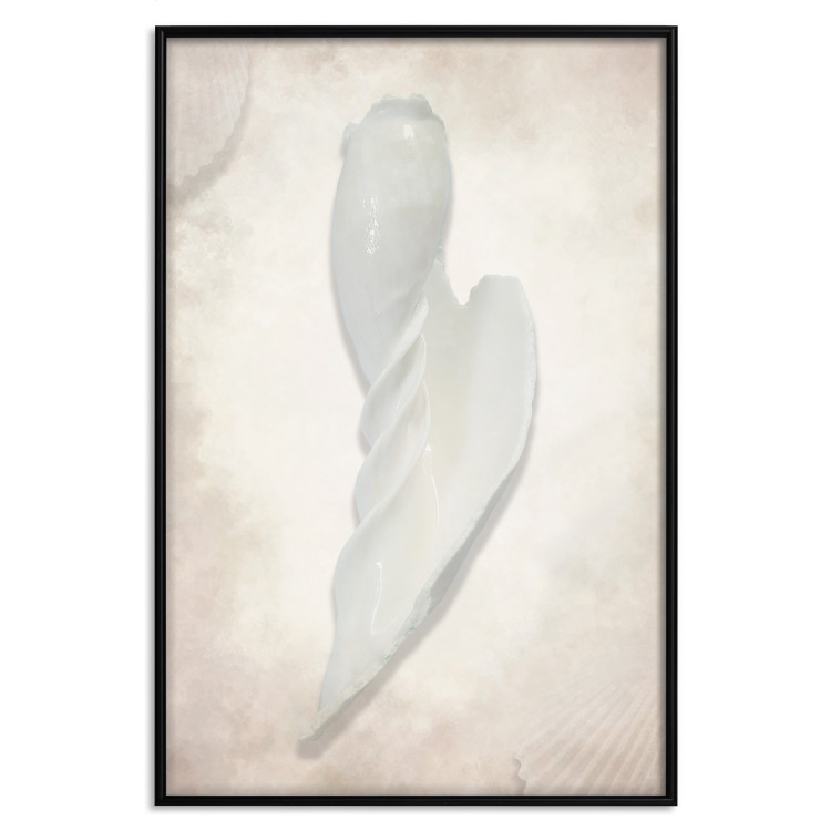 Poster Another Tide - maritime composition of a white seashell on a sand background 127526 additionalImage 14