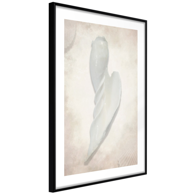 Poster Another Tide - maritime composition of a white seashell on a sand background 127526 additionalImage 6