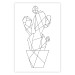 Wall Poster Cactus Sketch - line art of plant with geometric figures on white background 128026