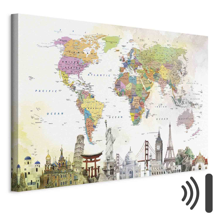 Canvas Art Print Wonders of the World (1-part) wide - creative colorful world map 128426 additionalImage 8