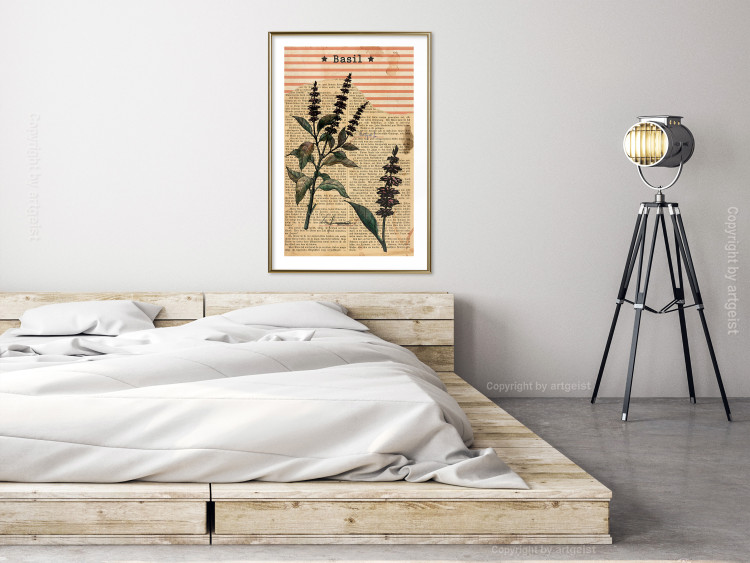 Poster Basil Poetry - vintage composition with plants and black text in background 129426 additionalImage 15