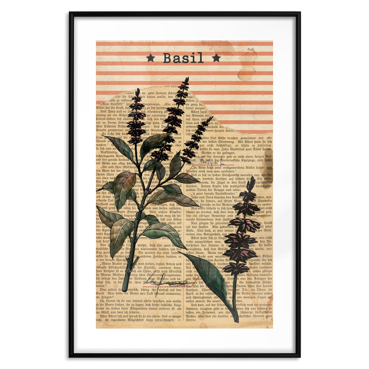 Poster Basil Poetry - vintage composition with plants and black text in background 129426 additionalImage 15