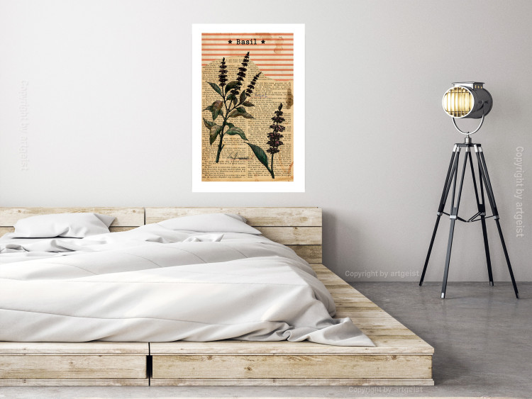 Poster Basil Poetry - vintage composition with plants and black text in background 129426 additionalImage 5