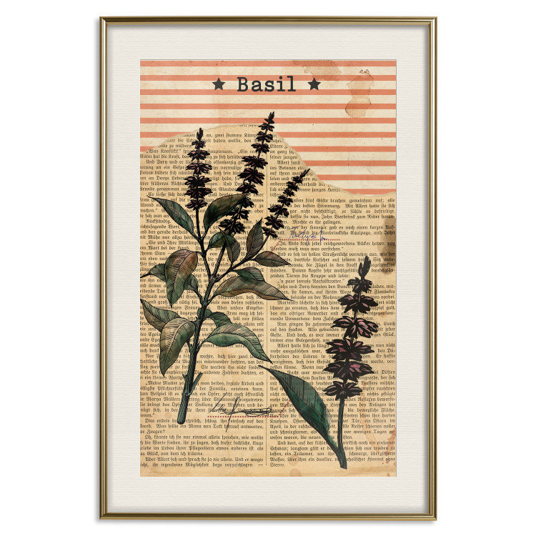 Poster Basil Poetry - vintage composition with plants and black text in background 129426 additionalImage 20