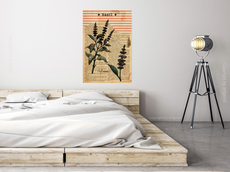 Poster Basil Poetry - vintage composition with plants and black text in background 129426 additionalImage 2