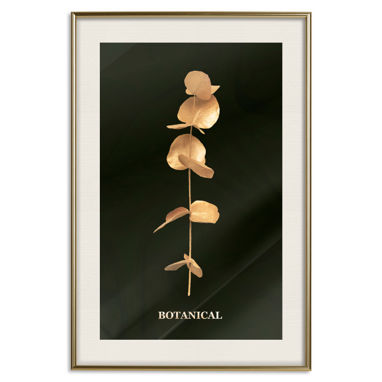 Wall Poster Frozen in Time - golden plant composition with leaves on a black background 130526 additionalImage 20