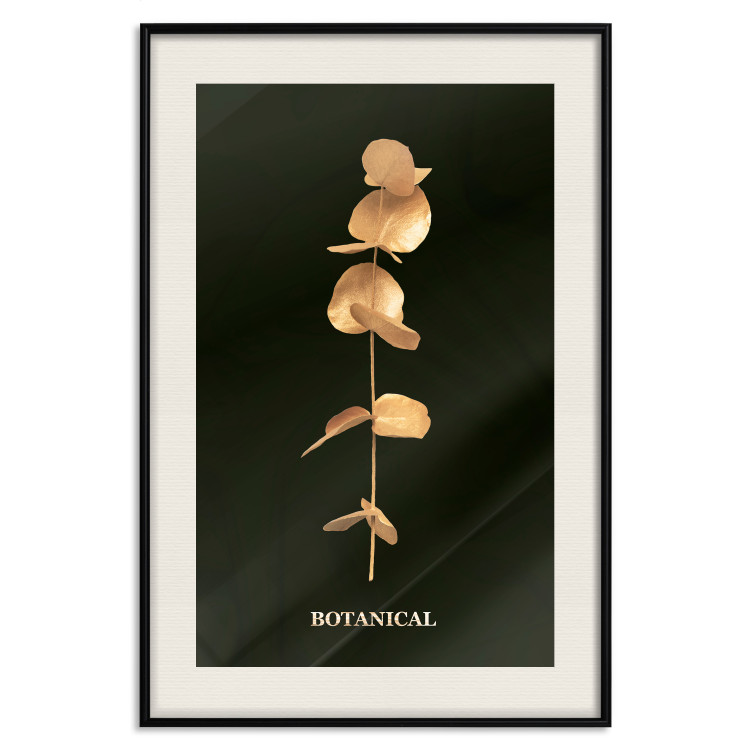 Wall Poster Frozen in Time - golden plant composition with leaves on a black background 130526 additionalImage 19