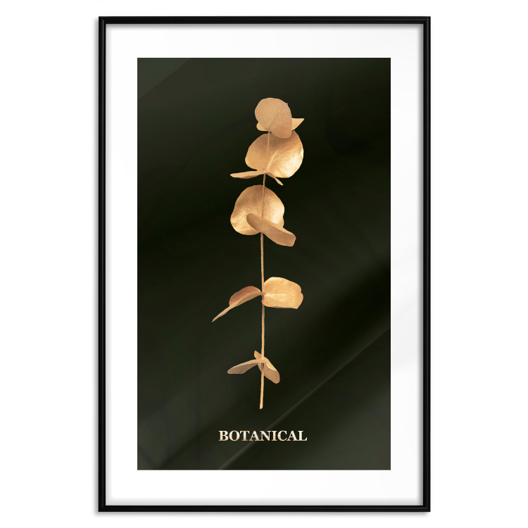 Wall Poster Frozen in Time - golden plant composition with leaves on a black background 130526 additionalImage 17