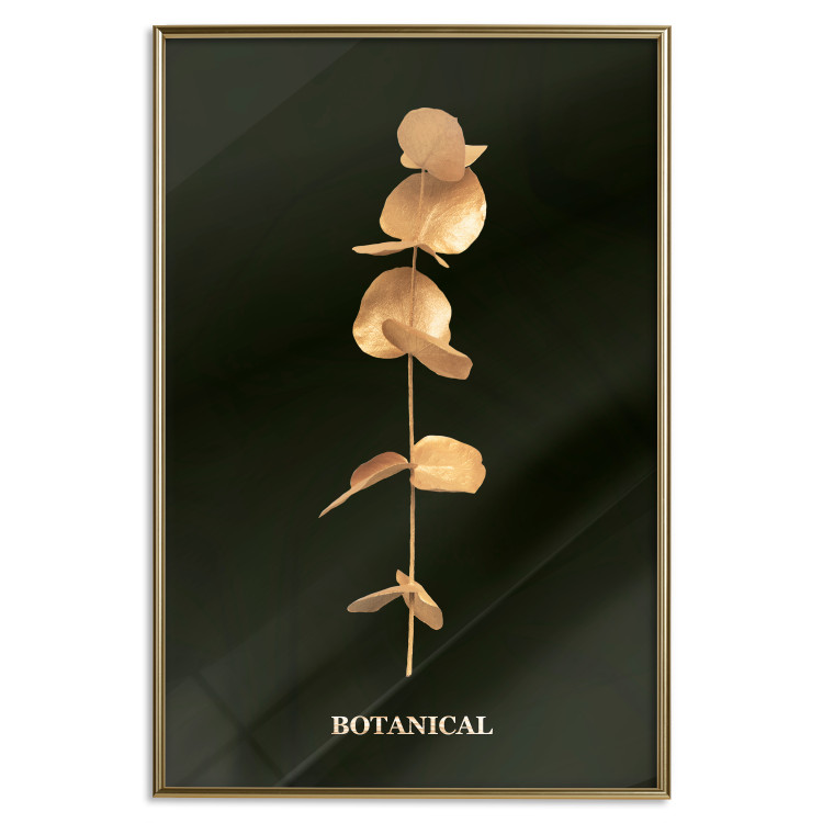 Wall Poster Frozen in Time - golden plant composition with leaves on a black background 130526 additionalImage 17