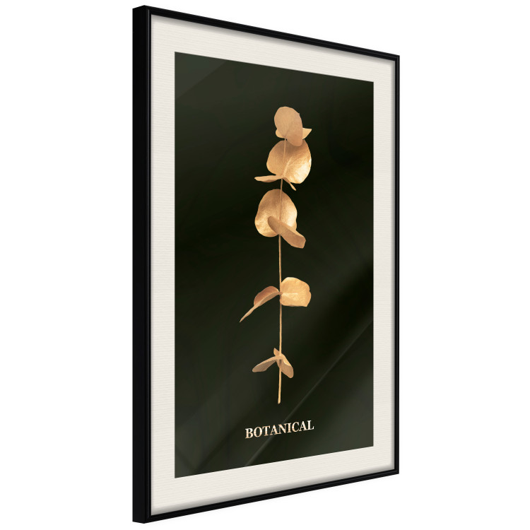 Wall Poster Frozen in Time - golden plant composition with leaves on a black background 130526 additionalImage 2