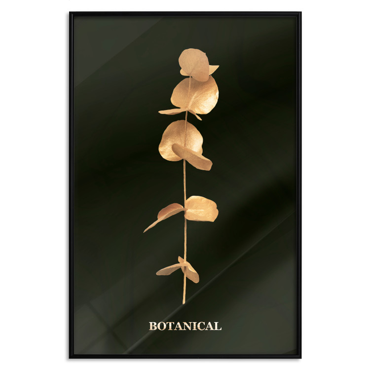 Wall Poster Frozen in Time - golden plant composition with leaves on a black background 130526 additionalImage 18