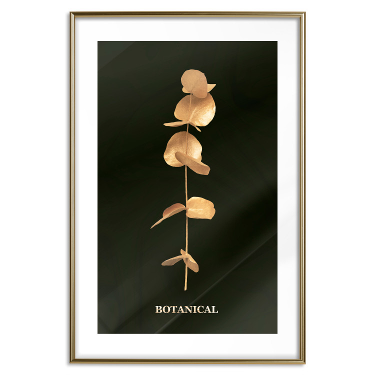 Wall Poster Frozen in Time - golden plant composition with leaves on a black background 130526 additionalImage 16
