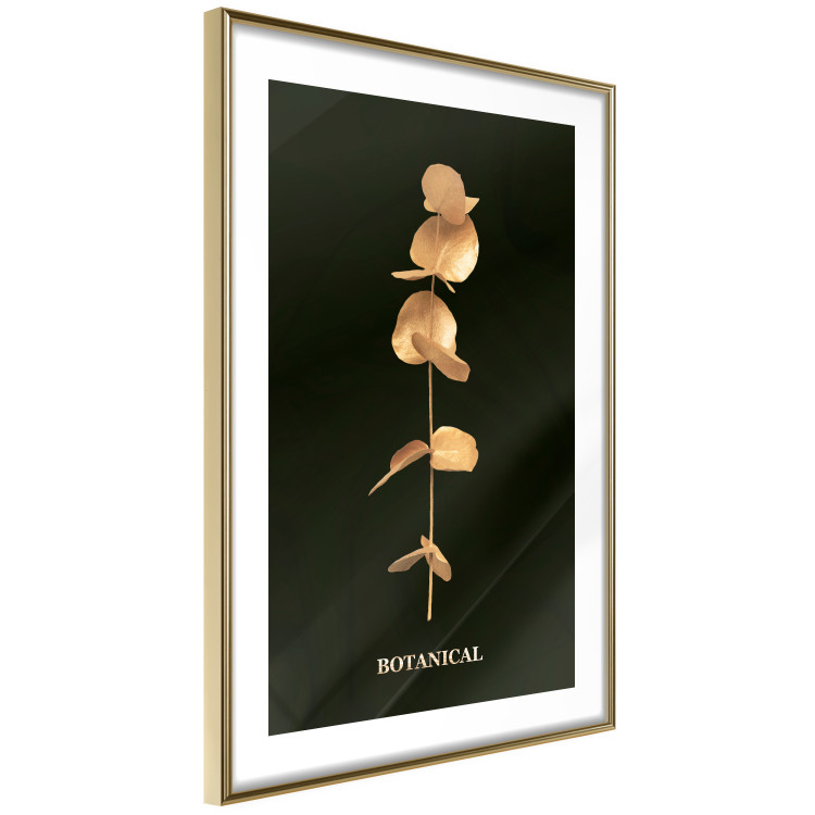 Wall Poster Frozen in Time - golden plant composition with leaves on a black background 130526 additionalImage 7