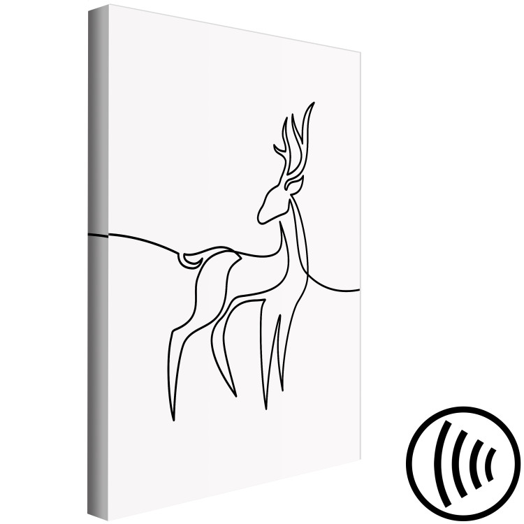 Canvas Deer figure - black and white abstraction in line art style 130726 additionalImage 6
