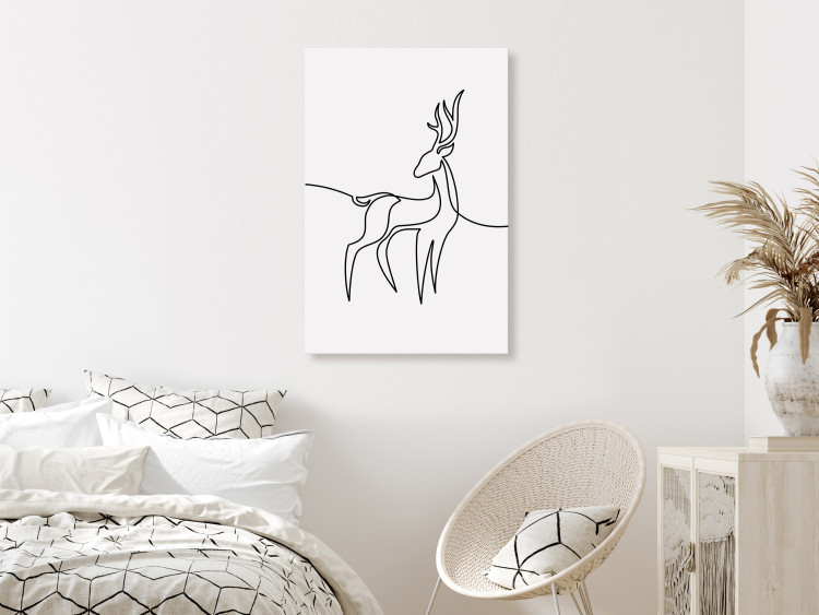 Canvas Deer figure - black and white abstraction in line art style 130726 additionalImage 3