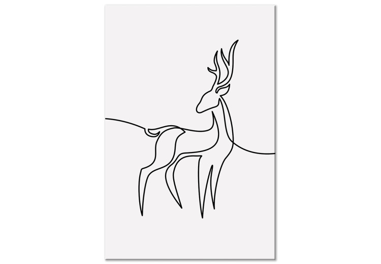 Canvas Deer figure - black and white abstraction in line art style 130726