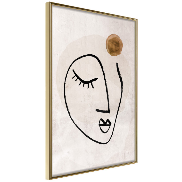 Wall Poster Romantic Thought - abstract black line art of a face on a beige background 130826 additionalImage 3