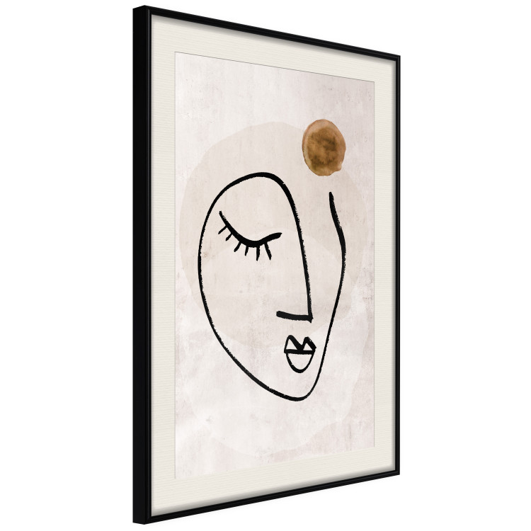 Wall Poster Romantic Thought - abstract black line art of a face on a beige background 130826 additionalImage 14