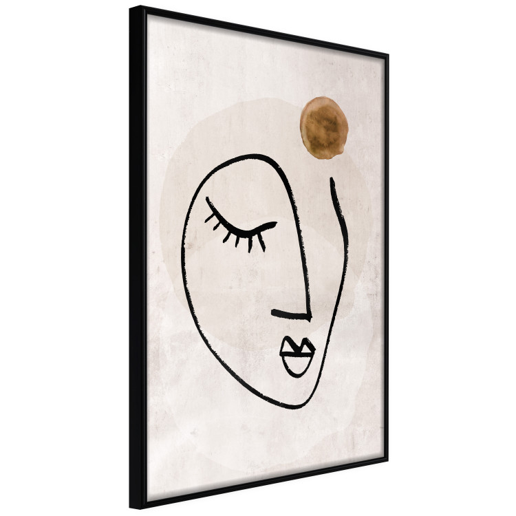 Wall Poster Romantic Thought - abstract black line art of a face on a beige background 130826 additionalImage 2