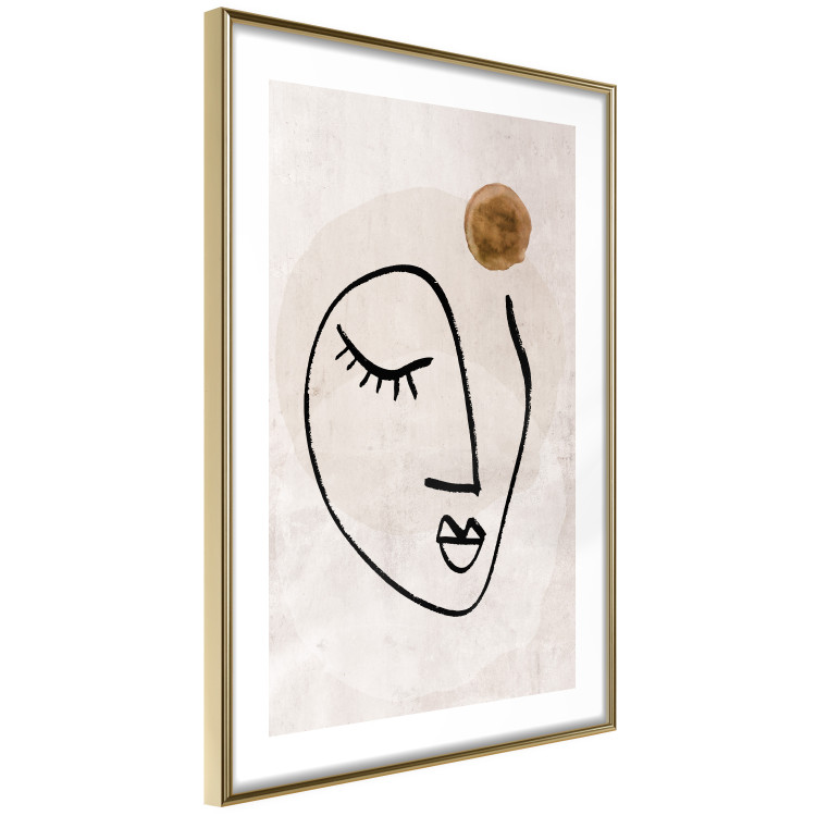 Wall Poster Romantic Thought - abstract black line art of a face on a beige background 130826 additionalImage 5