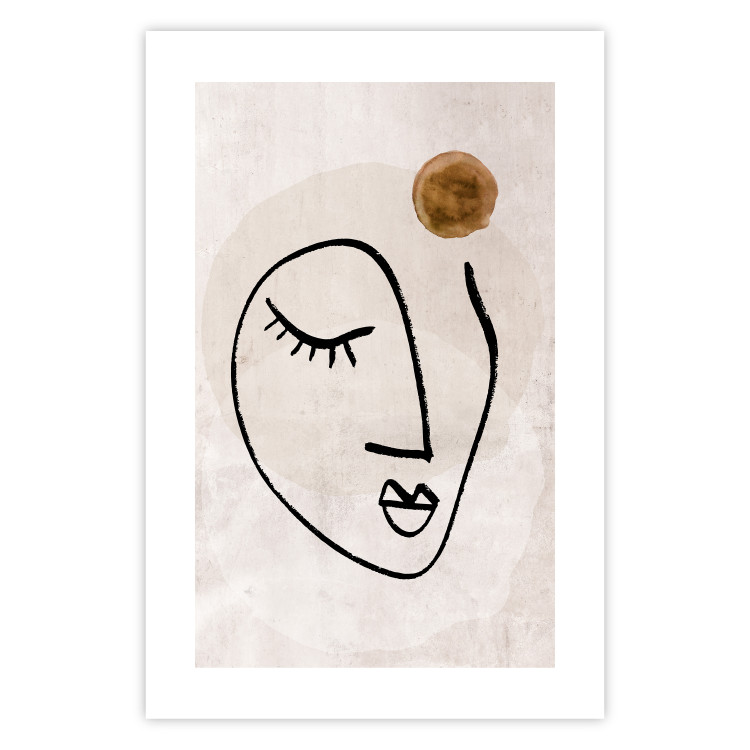 Wall Poster Romantic Thought - abstract black line art of a face on a beige background 130826 additionalImage 17