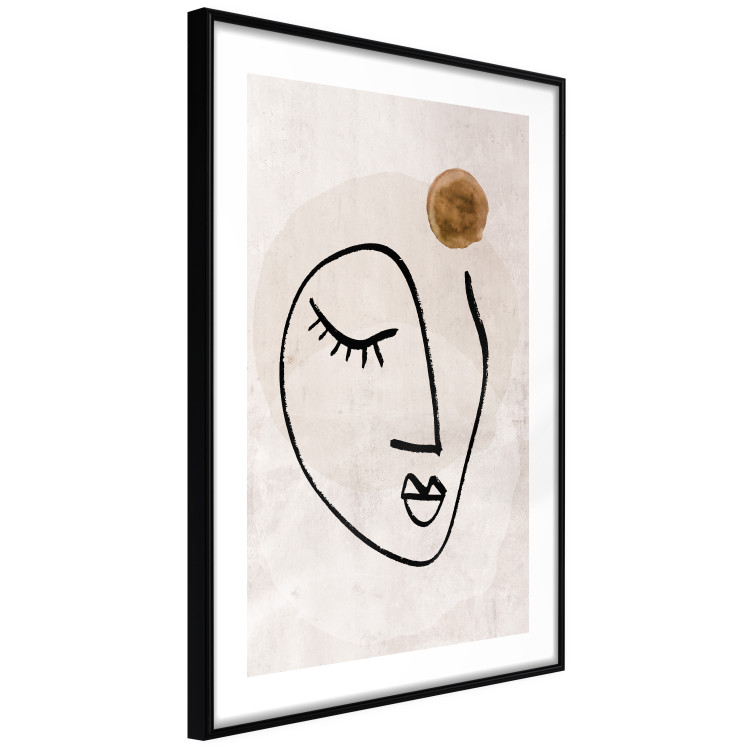 Wall Poster Romantic Thought - abstract black line art of a face on a beige background 130826 additionalImage 4