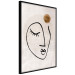 Wall Poster Romantic Thought - abstract black line art of a face on a beige background 130826 additionalThumb 2