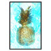 Poster Precious Fruit - tropical pineapple in golden color on a blue background 131826 additionalThumb 16