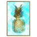 Poster Precious Fruit - tropical pineapple in golden color on a blue background 131826 additionalThumb 17