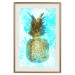 Poster Precious Fruit - tropical pineapple in golden color on a blue background 131826 additionalThumb 20