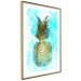 Poster Precious Fruit - tropical pineapple in golden color on a blue background 131826 additionalThumb 7