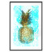 Poster Precious Fruit - tropical pineapple in golden color on a blue background 131826 additionalThumb 15