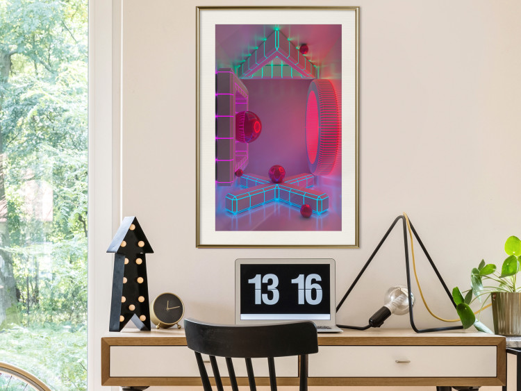 Poster Four Walls - geometric figures with neons in an abstract style 131926 additionalImage 22