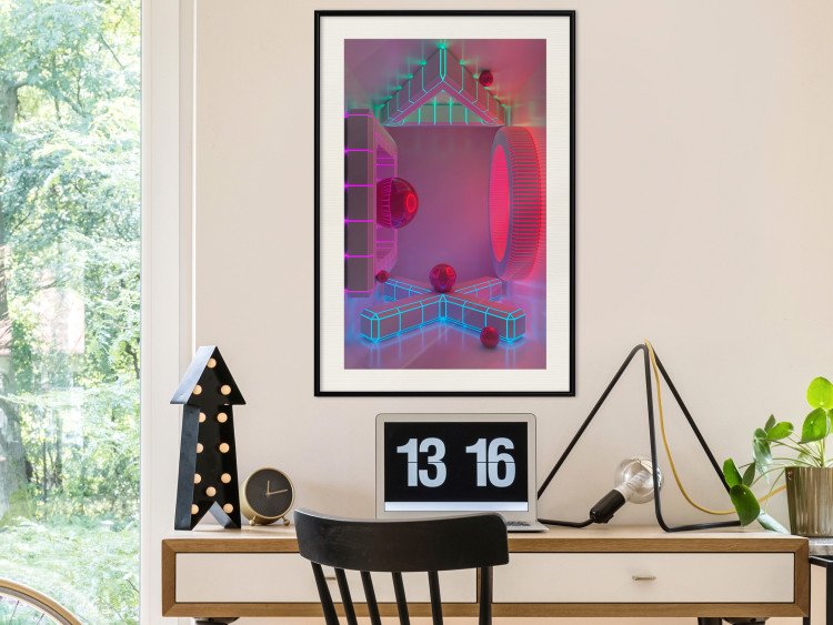 Poster Four Walls - geometric figures with neons in an abstract style 131926 additionalImage 24