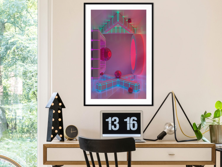 Poster Four Walls - geometric figures with neons in an abstract style 131926 additionalImage 23