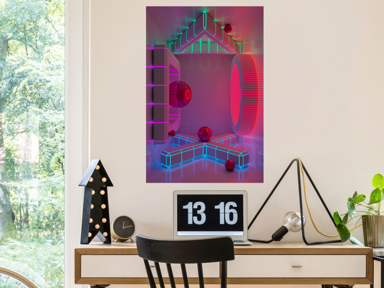 Poster Four Walls - geometric figures with neons in an abstract style 131926 additionalImage 4