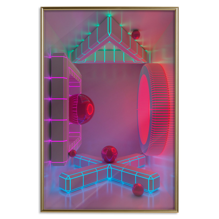 Poster Four Walls - geometric figures with neons in an abstract style 131926 additionalImage 21