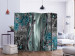 Room Divider Flowery Curtain (Turquoise) II (5-piece) - floral ornaments 132726 additionalThumb 2