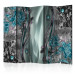 Room Divider Flowery Curtain (Turquoise) II (5-piece) - floral ornaments 132726