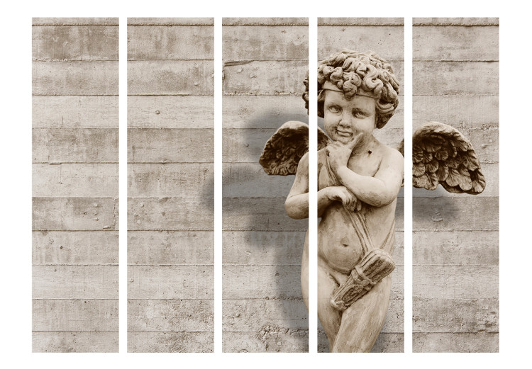 Room Divider Screen Angelic Face II (5-piece) - sculpture of a boy with wings 132826 additionalImage 3